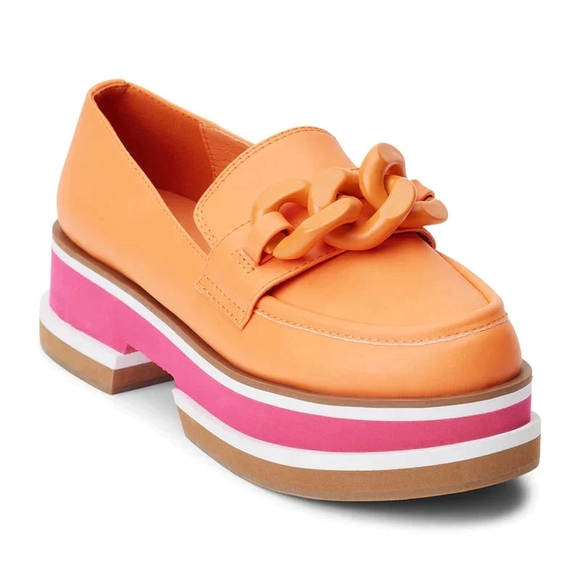 Coconuts by Matisse Orange Loafers Chain Accent Sorbet Size 6 - Picture 4 of 6